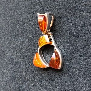 Tri-colored Baltic Amber pendant with silver 925